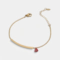 Women's Curved Bar Heart Charm Bracelet