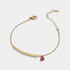 Women's Curved Bar Heart Charm Bracelet