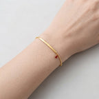 Women's Curved Bar Heart Charm Bracelet