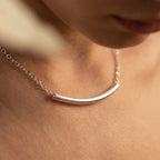 Women's Curved Bar Pendant Necklace