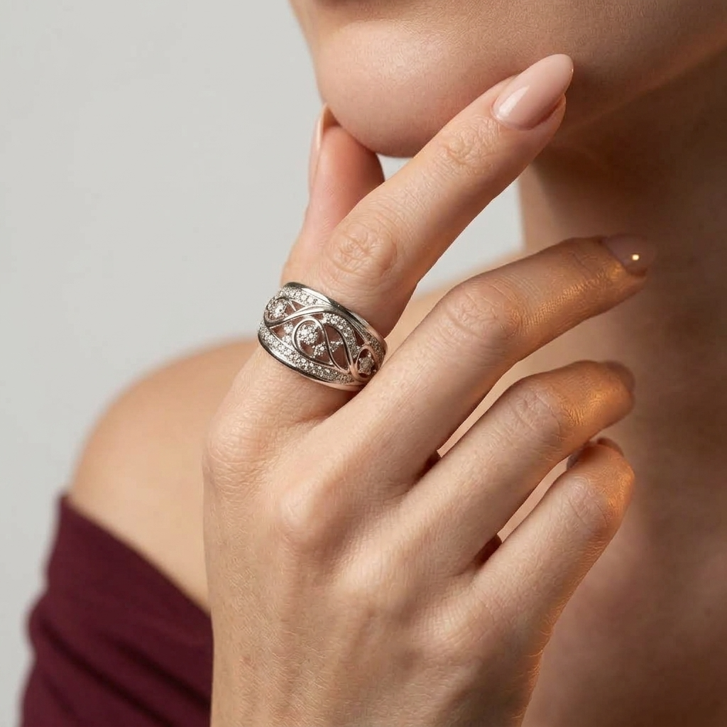 Women's Dome Crystal Ring