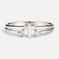 Women's Double Band Cross Crystal Ring