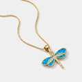 Women's Dragonfly Natural Stone Pendant Necklace