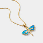 Women's Dragonfly Natural Stone Pendant Necklace
