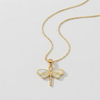Women's Dragonfly Natural Stone Pendant Necklace
