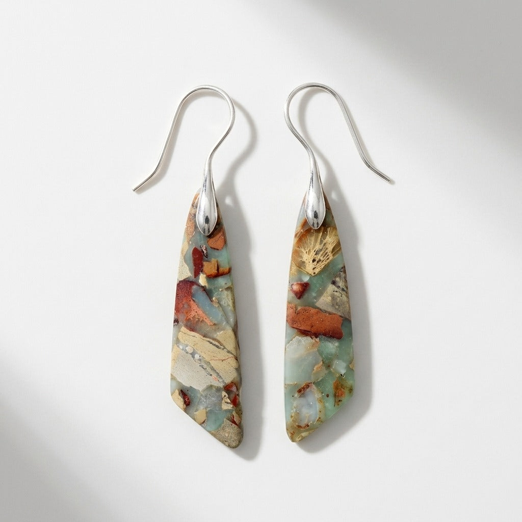 Women's Elongated Natural Stone Drop Earrings