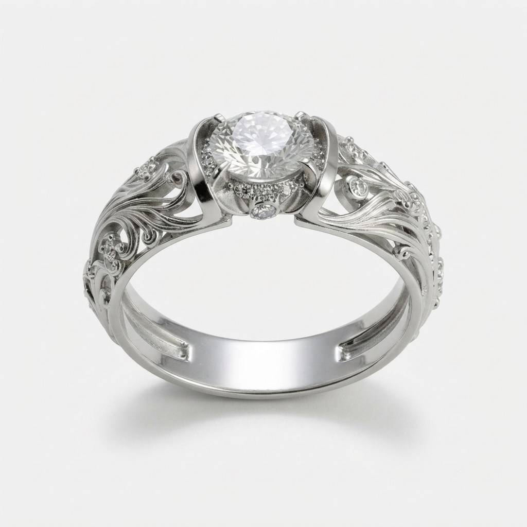 Women's Embossed Crystal Ring