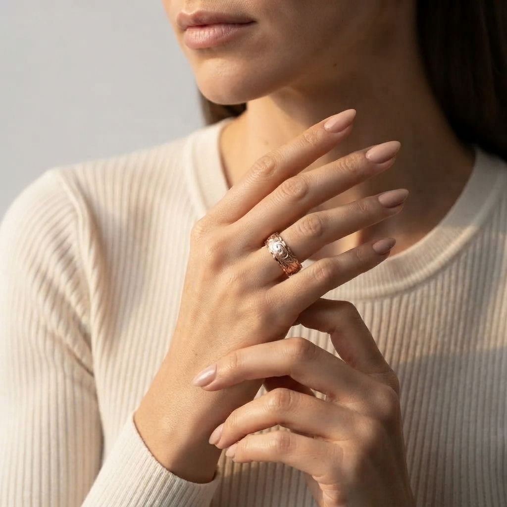 Women's Embossed Floral Ring