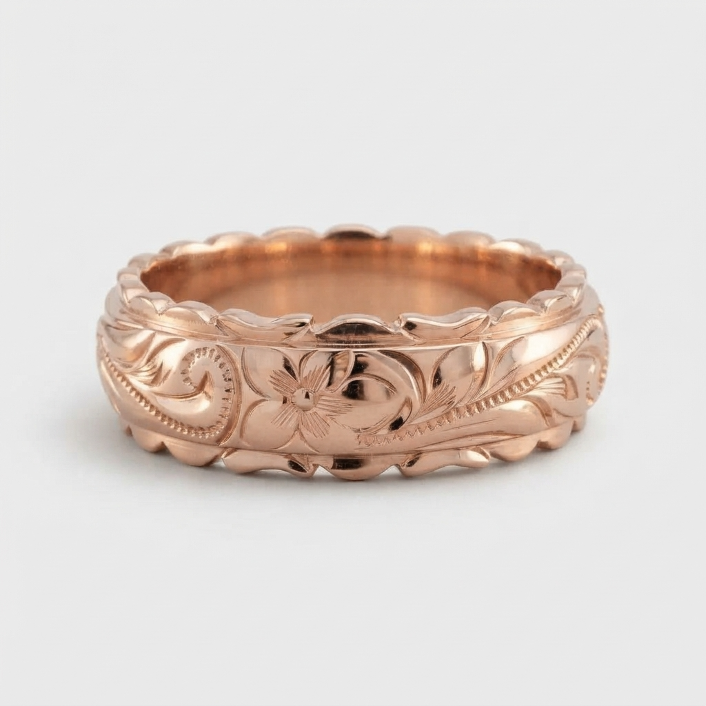 Women's Embossed Floral Ring
