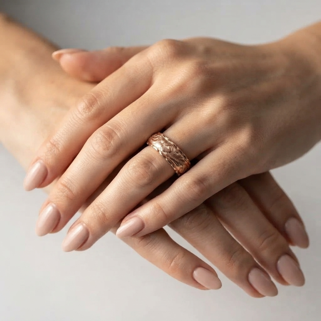 Women's Embossed Floral Ring