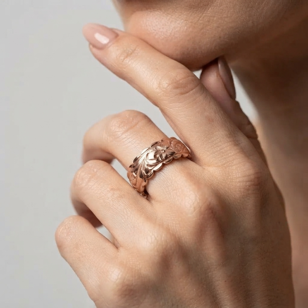 Women's Embossed Floral Ring