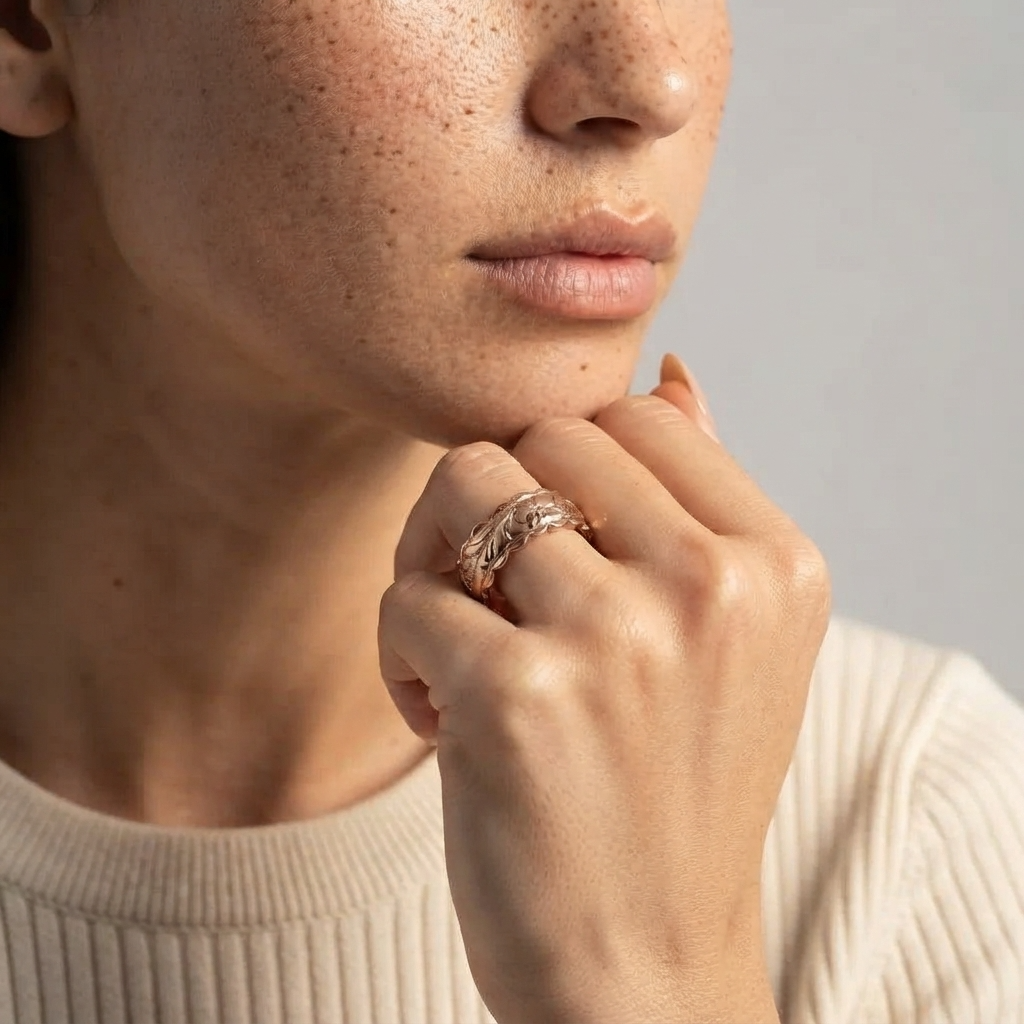 Women's Embossed Floral Ring
