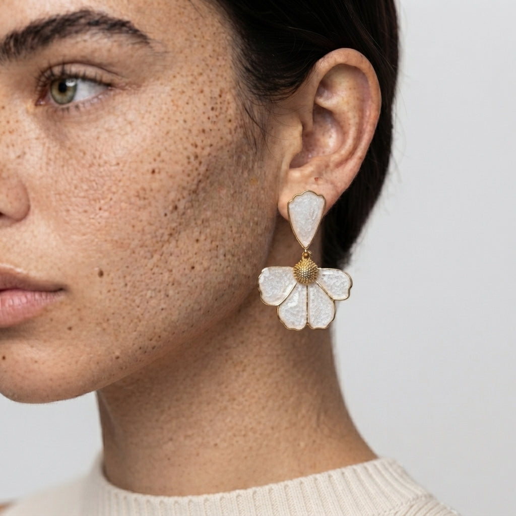 Women's Enamel Flower Drop Earrings