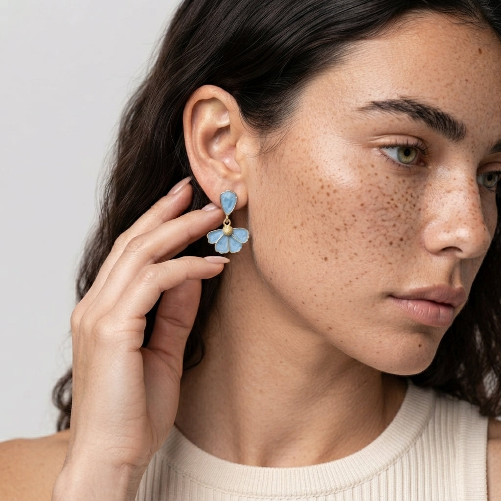 Women's Enamel Flower Drop Earrings