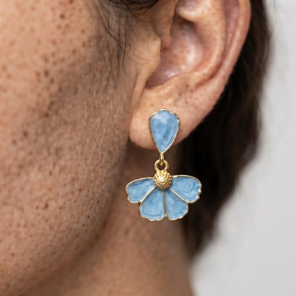 Women's Enamel Flower Drop Earrings