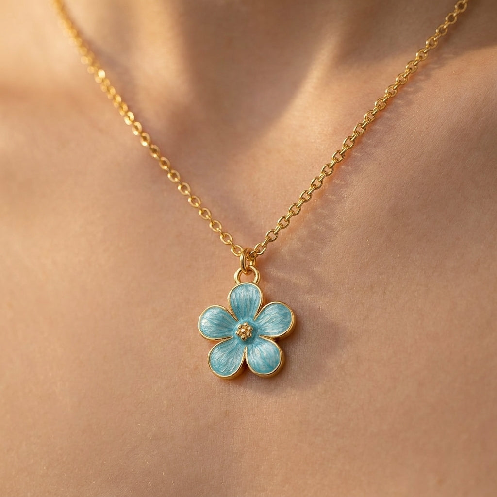 Women's Enamel Flower Pendant Necklace
