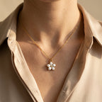 Women's Enamel Flower Pendant Necklace
