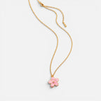 Women's Enamel Flower Pendant Necklace
