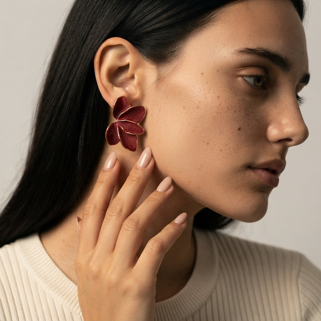 Women's Enamel Flower Stud Earrings