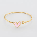Women's Enamel Heart Open Cuff Bangle