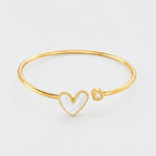 Women's Enamel Heart Open Cuff Bangle
