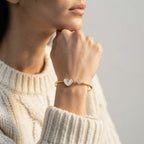 Women's Enamel Heart Open Cuff Bangle