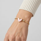 Women's Enamel Heart Open Cuff Bangle