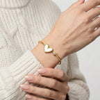 Women's Enamel Heart Open Cuff Bangle