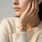 Women's Enamel Heart Open Cuff Bangle