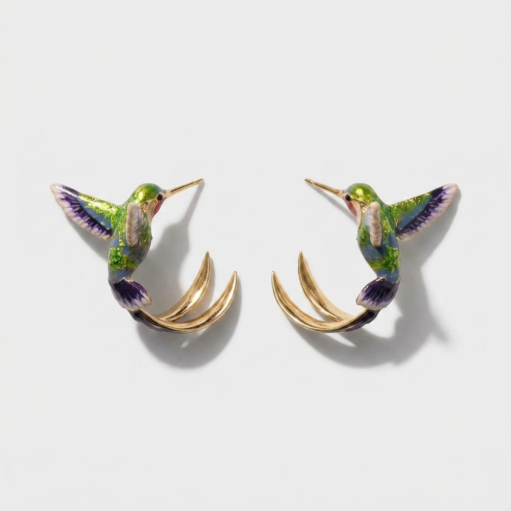 Women's Enamel Hummingbird Earrings