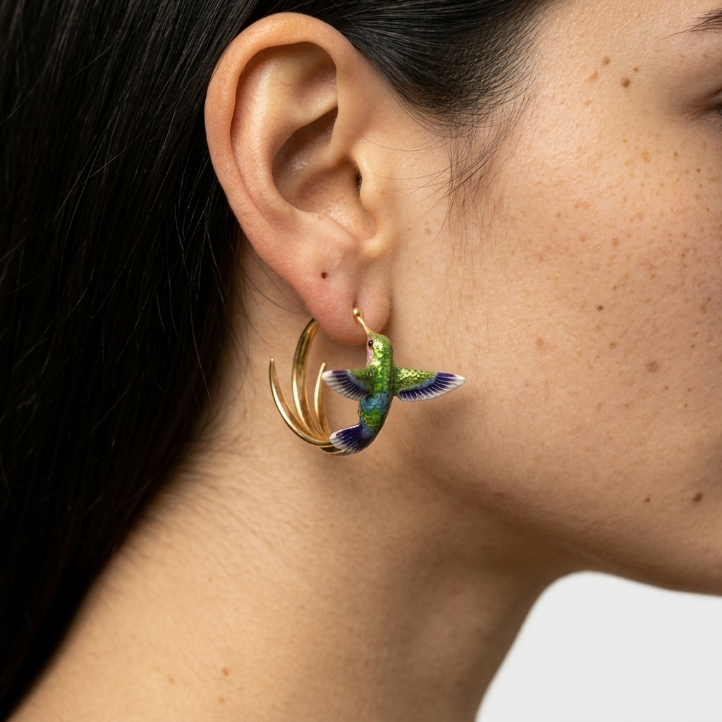 Women's Enamel Hummingbird Earrings