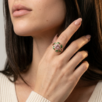 Women's Enamel Pink Stone Ring