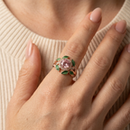 Women's Enamel Pink Stone Ring