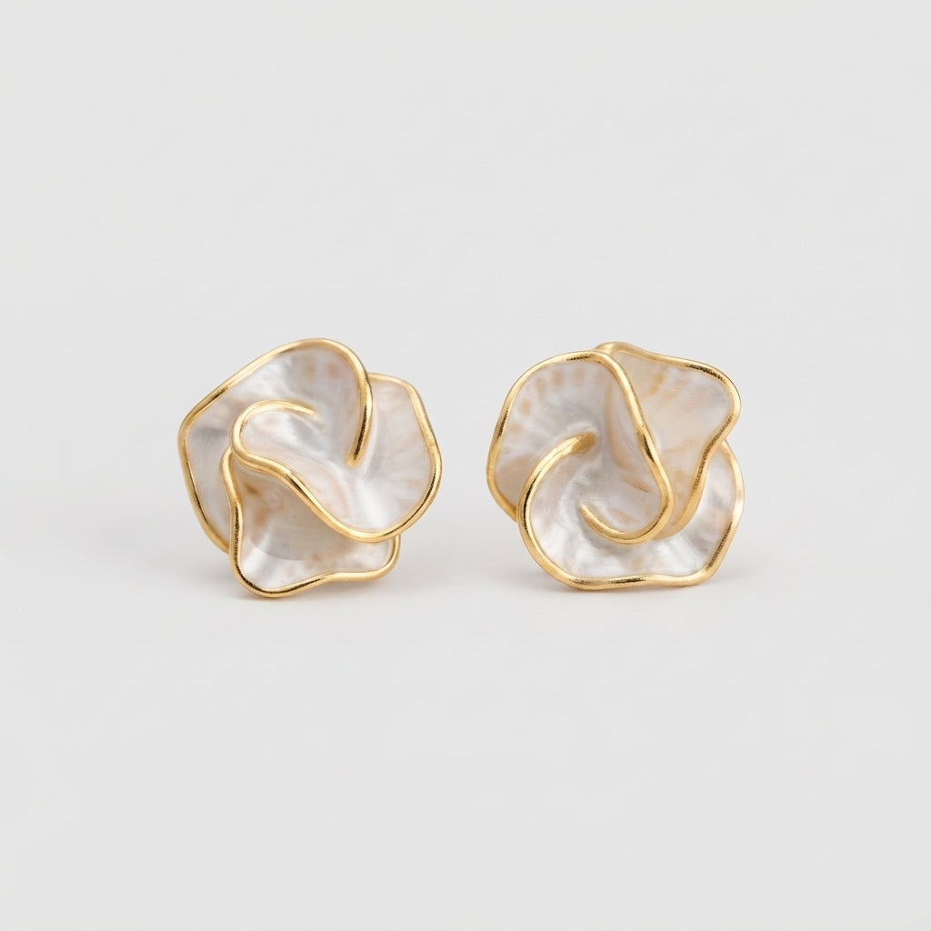 Women's Enamel Rose Stud Earrings