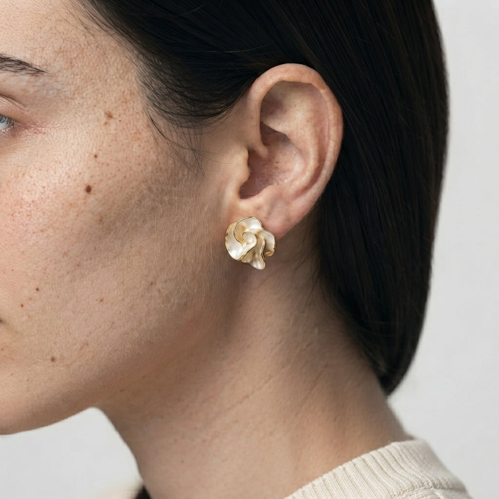 Women's Enamel Rose Stud Earrings