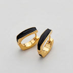 Women's Enamel Square Huggie Earrings