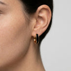 Women's Enamel Square Huggie Earrings