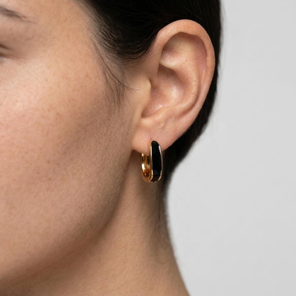 Women's Enamel Square Huggie Earrings