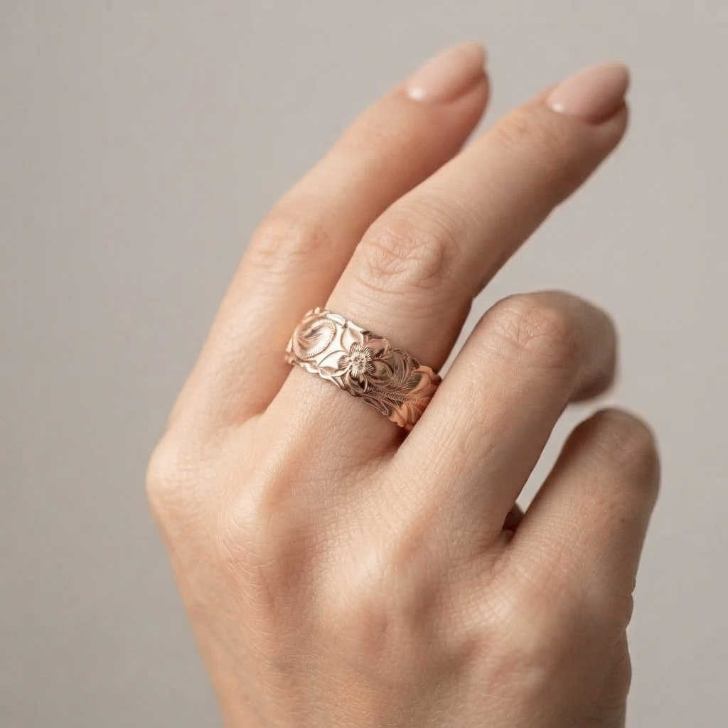 Women's Engraved Floral Ring