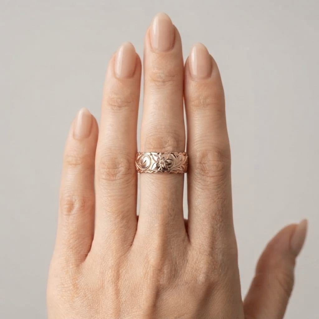 Women's Engraved Floral Ring