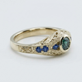 Women's Engraved Green Stone Ring