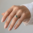 Women's Engraved Green Stone Ring