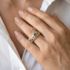 Women's Engraved Green Stone Ring