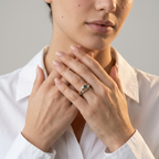 Women's Engraved Green Stone Ring
