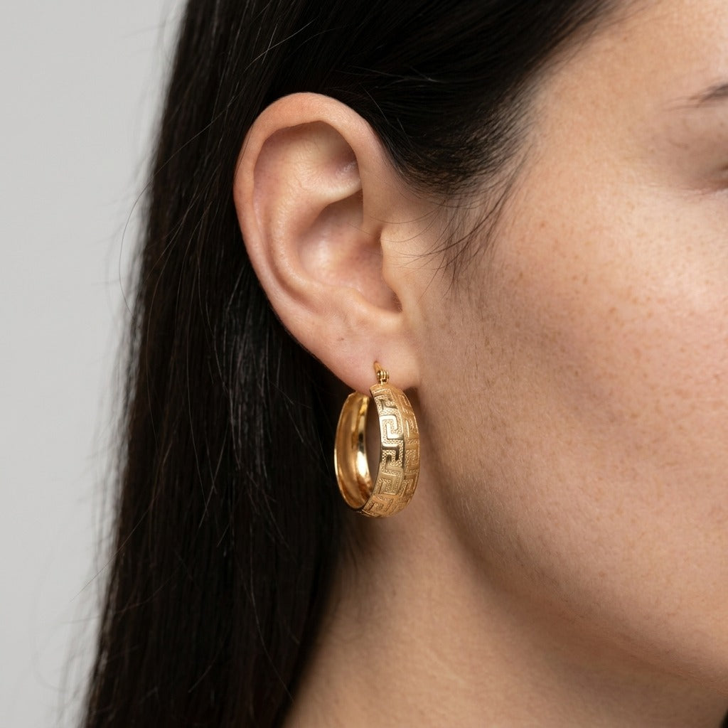 Women's Engraved Hoop Earrings