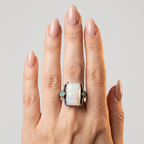 Women's Engraved Natural Stone Ring