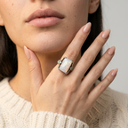 Women's Engraved Natural Stone Ring