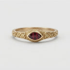 Women's Engraved Red Stone Ring