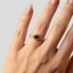 Women's Engraved Red Stone Ring