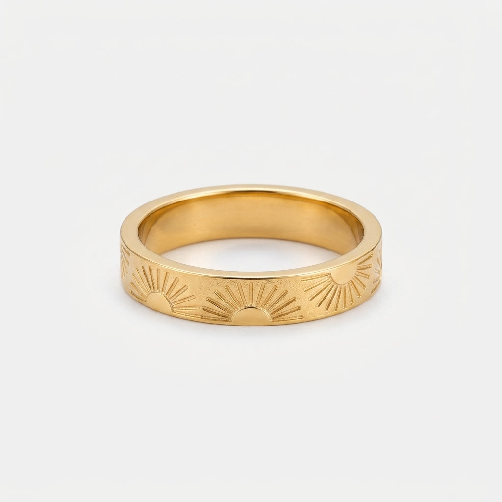 Women's Engraved Sunburst Band Ring